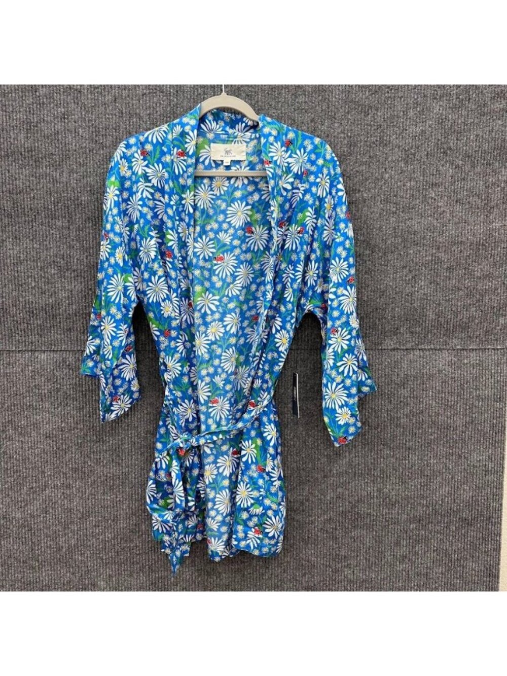Printfresh Lucky Daisy Ladybug Floral Satin Glam Mini Robe Womens Size L/XL NEW